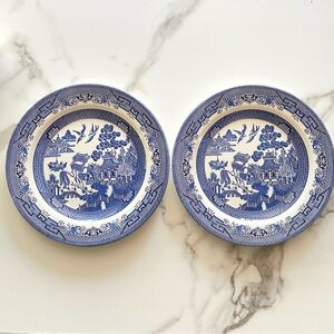 Vintage Churchill Blue Willow Dinner Plates England Set of 2 10”